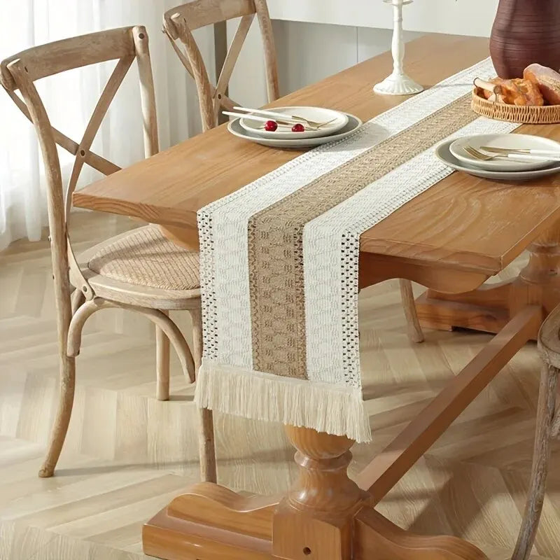 Crochet Table Runner with Tassels