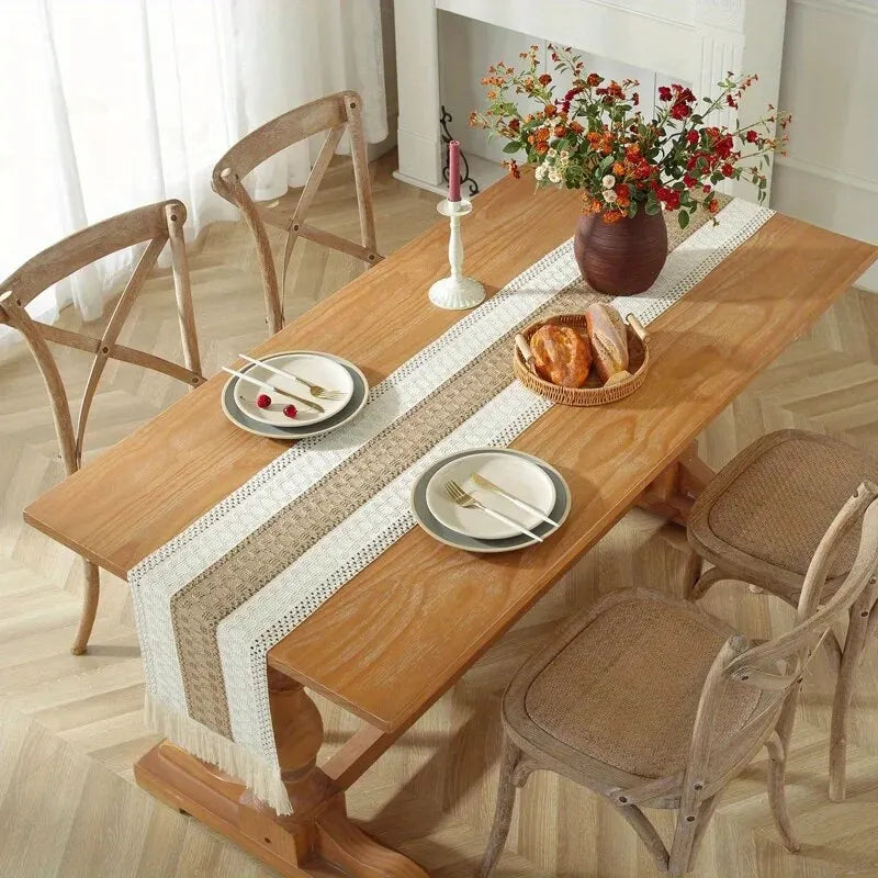 Crochet Table Runner with Tassels