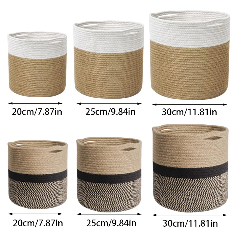 Hand-Woven Cotton Rope Storage Basket