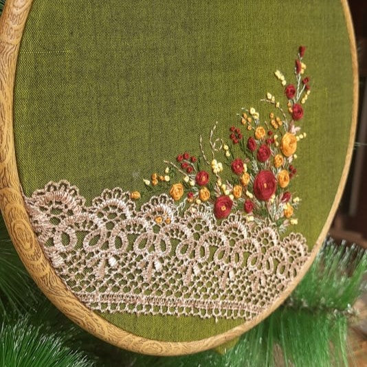 Handstitched Floral Embroidered Wall Hanging