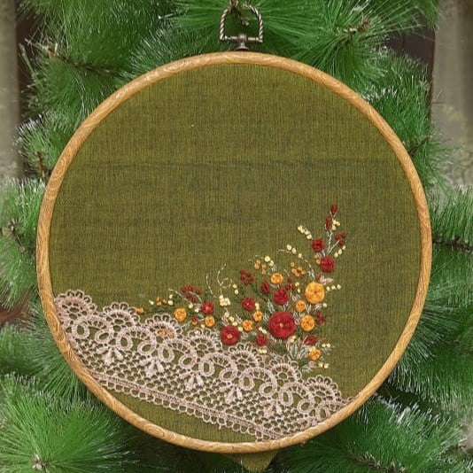 Handstitched Floral Embroidered Wall Hanging